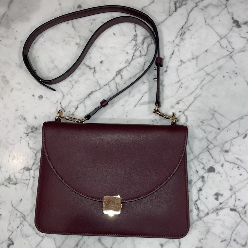 Excellent Like New Cuyana Leather Crossbody in Oxblood Trifold